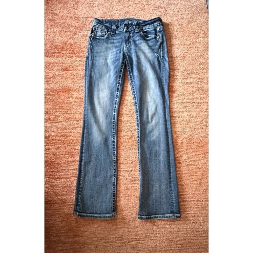 Miss Me Bootcut Jeans Size 29 Medium Wash Embroidered Back Pockets